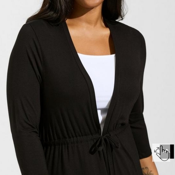 🆕️🖤 3X BLACK SUPER SOFT CARDIGAN - FRONT TIE WITH 3/4 SLEEVE🖤 - Picture 2 of 5